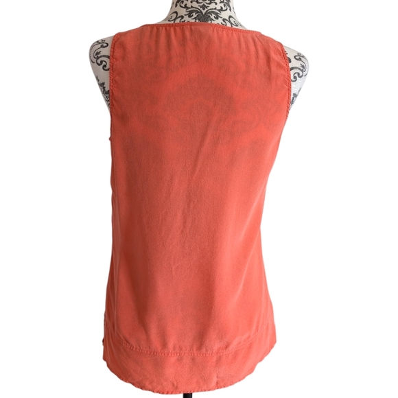 Ecru The Clean Tank Top Luxe Layers Classic Women S Sandwashed Silk Coral Orange - Picture 3 of 11